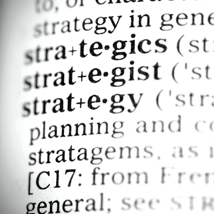 Dictionary page, close on the entry for strategy